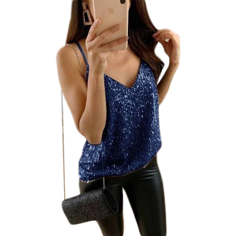 Tricou cu paiete contrastante de culoare uni