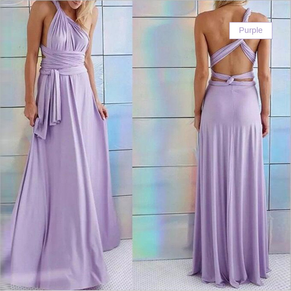 Populară rochie de bandaj sexy, fără spate, cu mai multe frânghii, rochie lungă