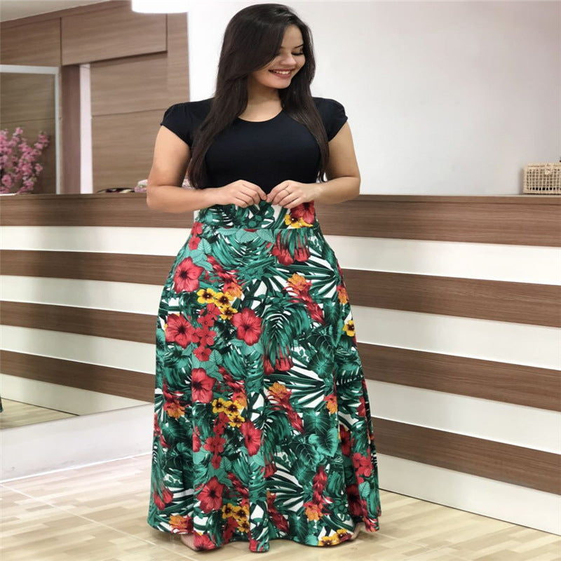 Rochie cu mânecă scurtă cu imprimeu floral