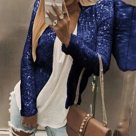 Jachetă solidă cu paiete