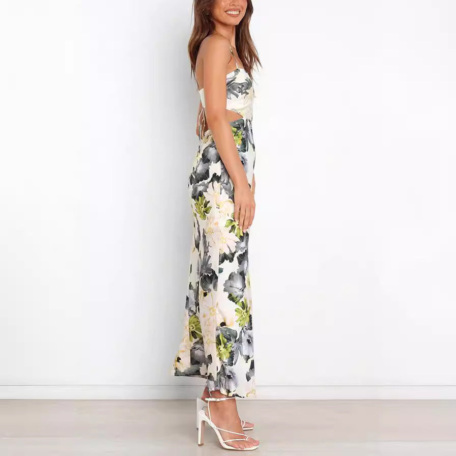 Rochie Elegantă din Satin Imprimat Dantela