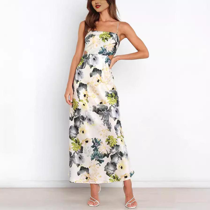 Rochie Elegantă din Satin Imprimat Dantela