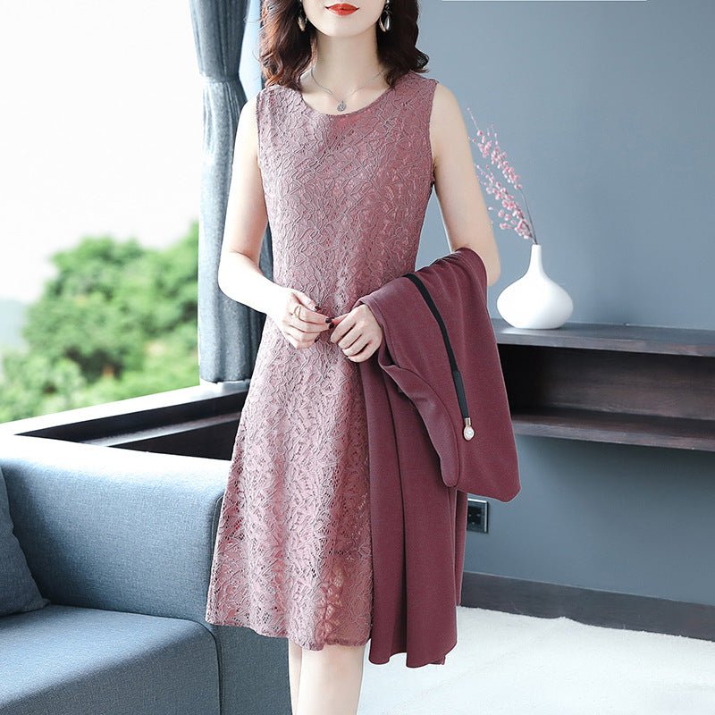 Rochie nouă de dimensiuni mari Wide Lady Fustă la modă costum din două piese