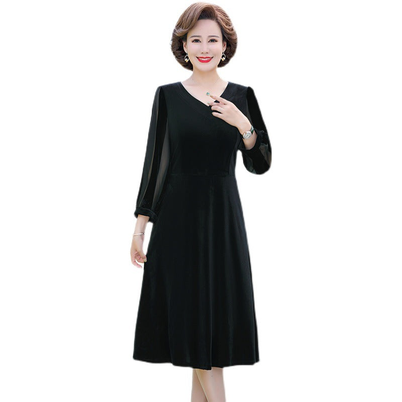 Rochie de toamnă Rochie cu mânecă lungă sub genunchi