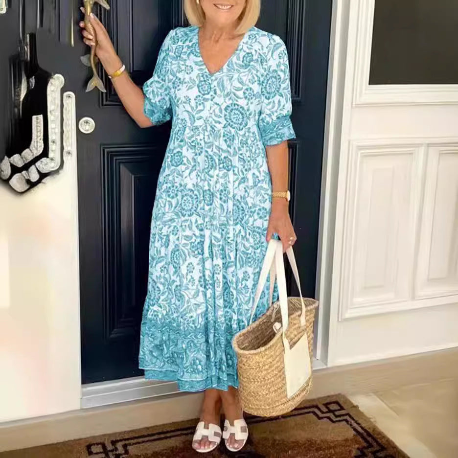 Rochie lungă cu imprimeu Tie-Dye floral