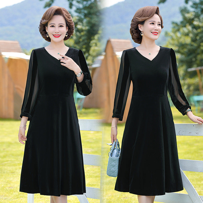 Rochie de toamnă Rochie cu mânecă lungă sub genunchi