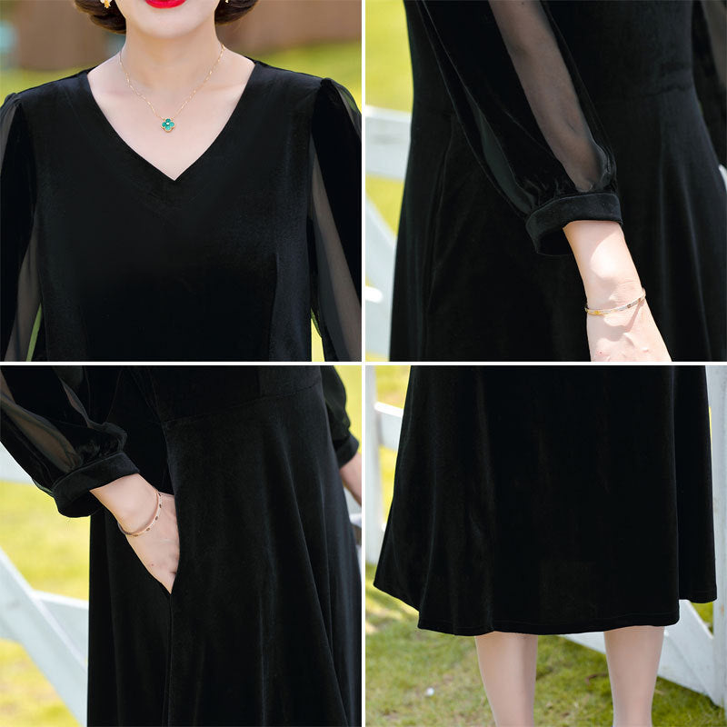 Rochie de toamnă Rochie cu mânecă lungă sub genunchi