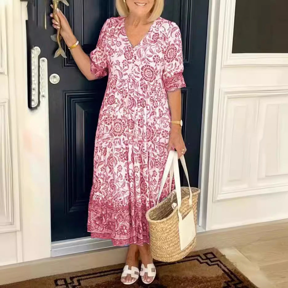 Rochie lungă cu imprimeu Tie-Dye floral