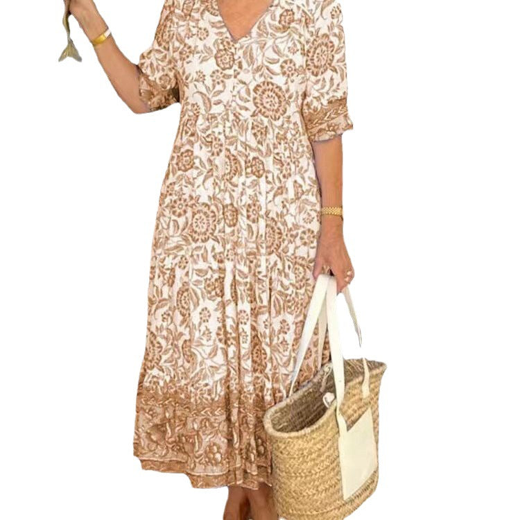 Rochie lungă cu imprimeu Tie-Dye floral