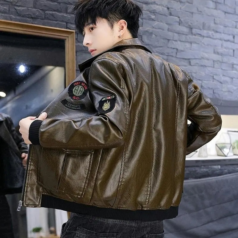 Geaca de iarna din piele pentru barbati